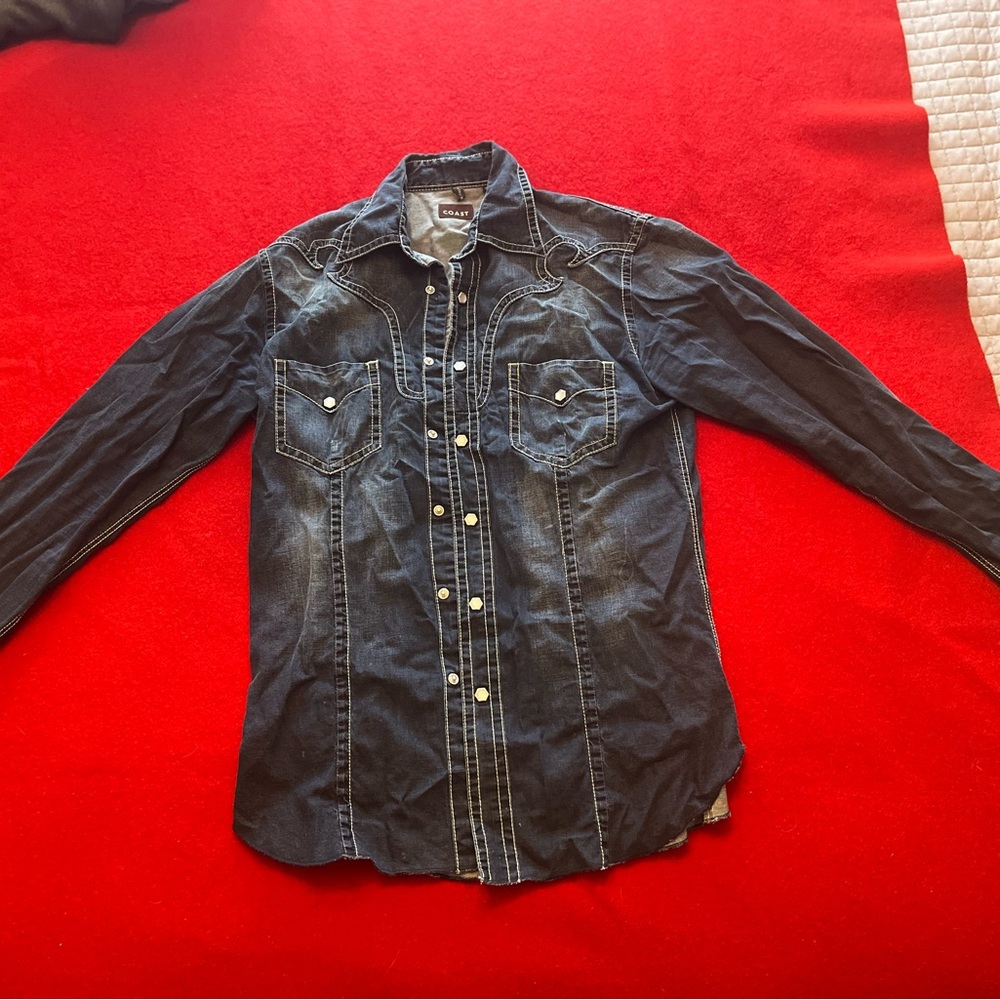 Coast Brand Men's Denim Shirt - Dark Blue